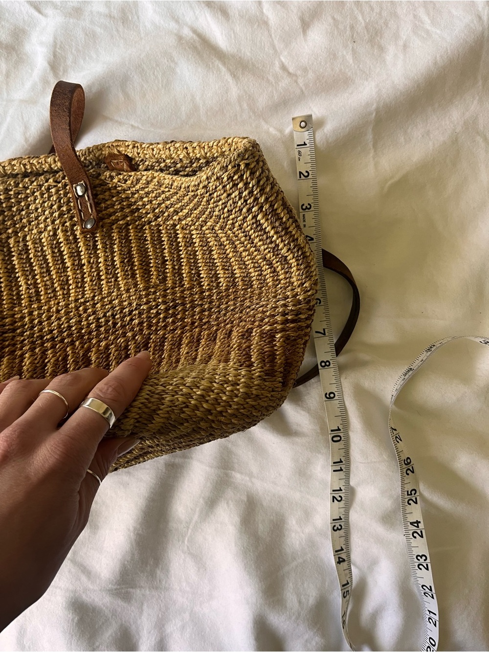 Vintage Jute Sisal Tote Neutral Tones - Picture 6 of 6